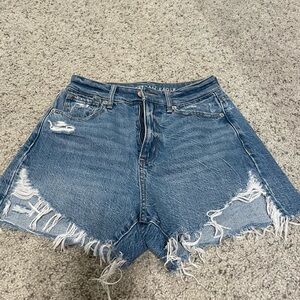 American Eagle Outfitters Blue Distressed Jean Shorts